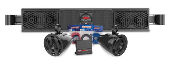 Can-Am Maverick Bluetooth Overhead Audio Sound Bar with 2 Channel Amplifier, 2 Roll Cage Speakers, and Powered Subwoofer Enclosure System by MTX Audio