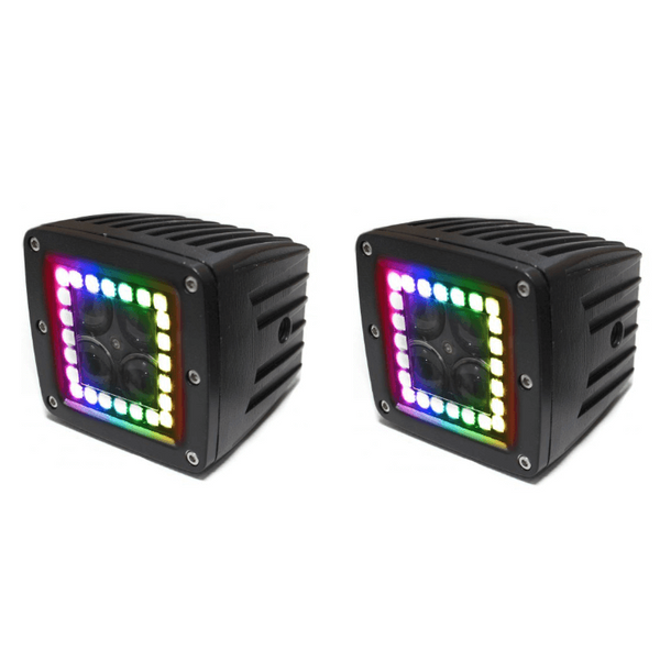 Can-Am 3 Inch ColorADAPT Series RGB Halo LED Cube Light Kit By Race Sport Lighting