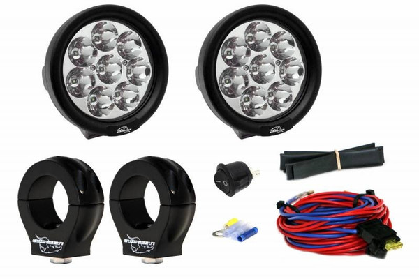 Can-Am Maverick X3 3-Watt 4 Inch Round A-Pillar Light UTV Kit With 1.875" Clamps-Wire Kit Included By Lazer Star Lights