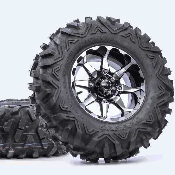 Can Am Offroad HD6 Machined Wheels w / Bighorn Radial Tires by Stiand Maxxis