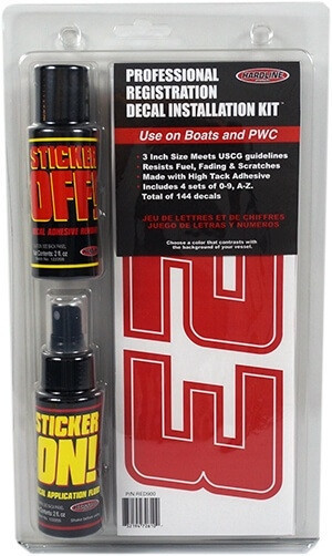 Can-Am Boat Lettering Red 3″ registration installation kit by Hardline Products
