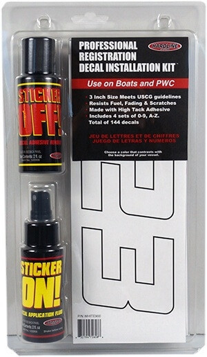 Can-Am Boat Lettering White 3″ registration installation kit