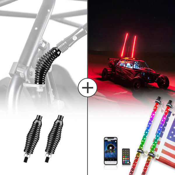 Can-Am Commander/Maverick/Defender Spiral Whip Lights with Spring Bases by Kemimoto