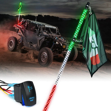 Can-Am Spiral Static LED Whip Light with Mexico Eagle Flag by