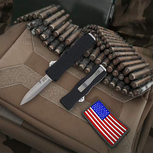 Schrade Uproar OTF Automatic Knife 3in Black Aluminum Plain