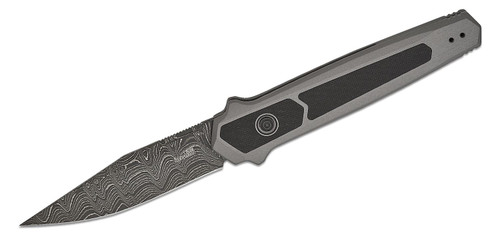 Kershaw Launch 17 OTS Auto Folding Knife Gray - 3.5in Damascus Clip Point Plain Plain