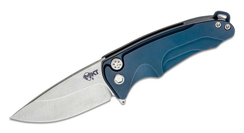 Medford Smooth Criminal OTS Knife Blue - 3in Tumbled Drop Point Plain Medford Smooth Criminal OTS Knife Blue - 3in Tumbled Drop Point Plain