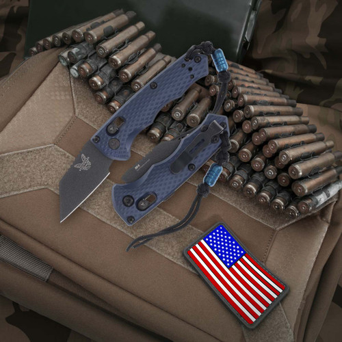 Benchmade Partial Immunity OTS Crater Blue - 1.95in Black Wharncliffe Plain Benchmade Partial Immunity OTS Crater Blue - 1.95in Black Wharncliffe Plain