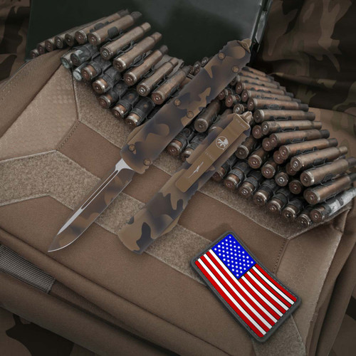 Microtech Ultratech Coyote Camo - 3.35in Coyote Camo Drop Point Plain Microtech Ultratech Coyote Camo - 3.35in Coyote Camo Drop Point Plain