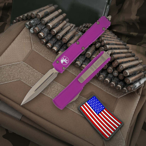 Microtech Ultratech Violet - 3.35in Bronze Dagger Plain Microtech Ultratech Violet - 3.35in Bronze Dagger Plain