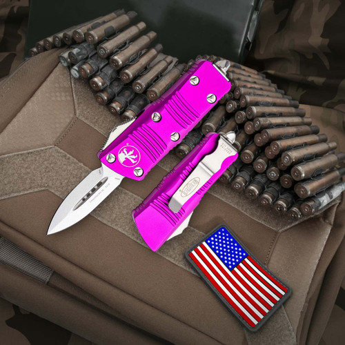 Microtech Mini Troodon Violet - 1.99in Stonewash Dagger Plain Microtech Mini Troodon Violet - 1.99in Stonewash Dagger Plain