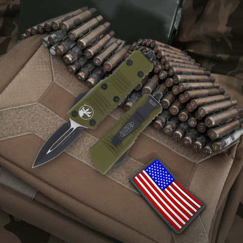 Microtech Troodon Mini OD Green - 1.99in Black Dagger Plain Microtech Troodon Mini OD Green - 1.99in Black Dagger Plain
