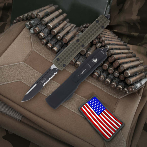 Microtech Signature Series Ultratech Frag OD Green - 3.35in Black Drop Point Partially Serrated Microtech Signature Series Ultratech Frag OD Green - 3.35in Black Drop Point Partially Serrated