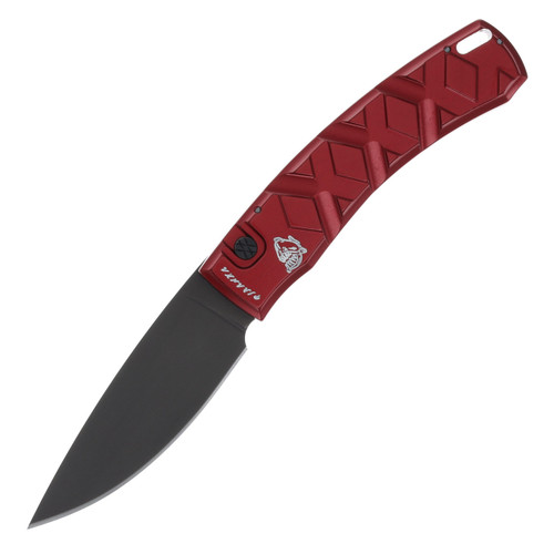 Piranha X OTS Knife Red - 3/3in Black Drop Point Plain Piranha X OTS Knife Red - 3/3in Black Drop Point Plain