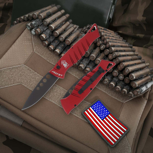 Piranha Amazon OTS Knife Sculpted Red - 3.25in Mirror Polished Drop Point Plain Piranha Amazon OTS Knife Sculpted Red - 3.25in Mirror Polished Drop Point Plain