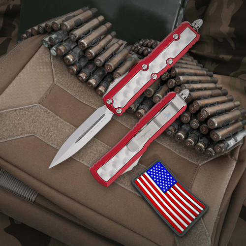 Microtech Signature Series Daytona Red-Brute Bubble Titanium - 3.1in Stonewash Dagger Plain