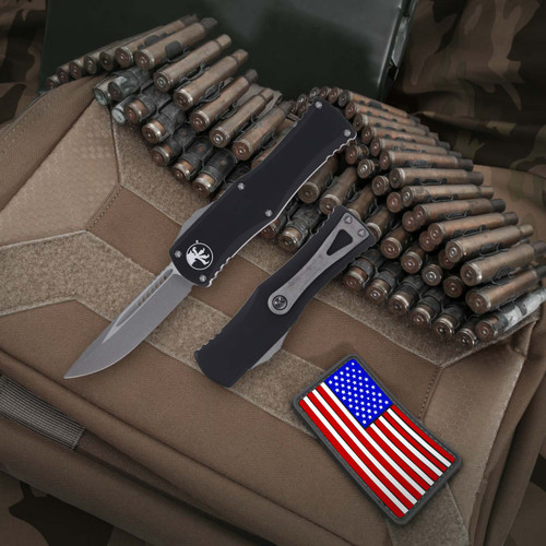 Microtech Hera Black - 3.08in Apocalyptic Drop Point Partially Serrated Microtech Hera Black - 3.08in Apocalyptic Drop Point Partially Serrated