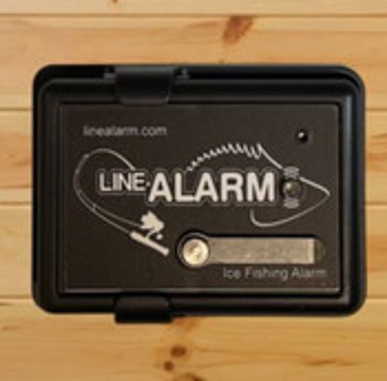Easily mounts to fish house walls, tip ups and buckets!
Complete with batteries and mounting base.
Battery operated fish line alarm
Batteries included!!