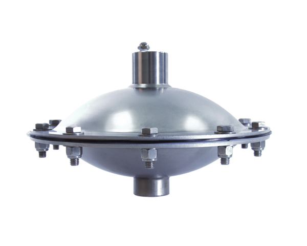 Blacoh AOD-10-FLG AOD Dampener model is constructed with 316L Stainless Steel materials, 1" flanged connections, PTFE bladder and is rated for a maximum operating pressure of up to 150 PSI. The dampener has an operating temperature range of -20°F to 220°F and is automatic air control type as well.
