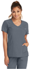 Skechers Scrubs Reliance 3 Pocket Mock Wrap Top Women's Scrubs In Pewter