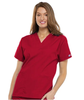 Women's V-Neck 2 Pocket Solid Scrub Top In Red