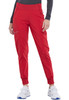 Women's Elastic Waistband Tapered Jogger Scrub Pant In Red