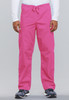 Unisex Drawstring with Cargo Pocket Scrub Pants In Shocking Pink