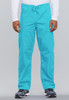 Unisex Drawstring with Cargo Pocket Scrub Pants In Turquoise