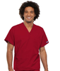 Unisex V-Neck 1-Pocket Solid Scrub Top In Red