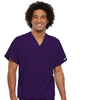 Unisex V-Neck 1-Pocket Solid Scrub Top In Eggplant