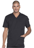 Dynamix by Dickies Men's Connected V-Neck Solid Scrub Top In Black