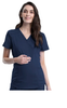 Women's Maternity Side Zip Solid Scrub Top In Navy