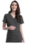 Women's Maternity Side Zip Solid Scrub Top In Pewter