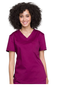 Women's V-Neck Tuck-In Solid Scrub Top In Wine