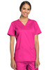 Revolution by Cherokee Workwear Women's V-Neck Solid Scrub Top In Electric Pink