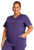 Revolution by Cherokee Workwear Women's V-Neck Solid Scrub Top In Grape