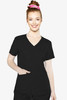 Insight by Med Couture Women's Pleated Solid Scrub Top In Black 2411