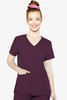 Insight by Med Couture Women's Pleated Solid Scrub Top In Wine 2411