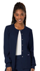 Revolution by Cherokee Workwear Women's Snap Front Solid Scrub Jacket In Navy