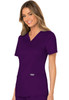 Revolution by Cherokee Workwear Women's Mock Wrap Solid Scrub Top In Eggplant