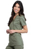 Revolution by Cherokee Workwear Women's Mock Wrap Solid Scrub Top In Olive