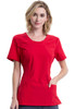 Infinity by Cherokee Women's Split Round Neck Solid Scrub Top In Red