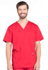 Revolution by Cherokee Workwear Men's V-Neck Utility Solid Scrub Top In Red