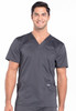 Revolution by Cherokee Workwear Men's V-Neck Utility Solid Scrub Top In Pewter