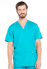 Revolution by Cherokee Workwear Men's V-Neck Utility Solid Scrub Top In Teal