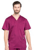 Revolution by Cherokee Workwear Men's V-Neck Utility Solid Scrub Top In Wine