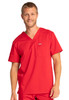 Revolution by Cherokee Workwear Men's V-Neck Solid Scrub Top In Red