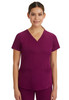 HH Works by Healing Hands Women's Monica V-Neck Solid Scrub Top In Wine