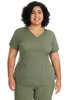 HH Works by Healing Hands Women's Monica V-Neck Solid Scrub Top In Olive