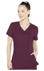 Insight by Med Couture Women's Doubled Pocket Solid Scrub Top In Wine